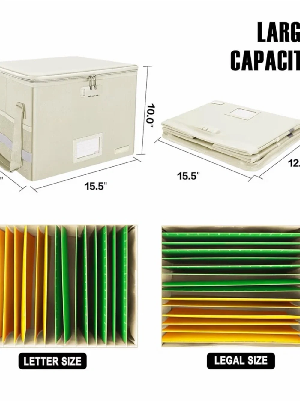 File Box Locking Fireproof Document Box Water Resistant Collapsible Portable